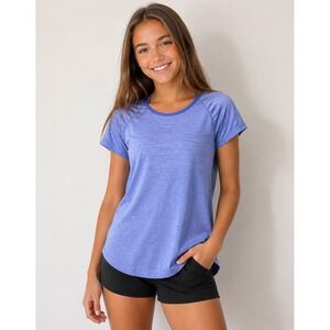 Champion Girls XL 14-16 Purple Heathered Activewear Top Keyhole Back T-Shirt